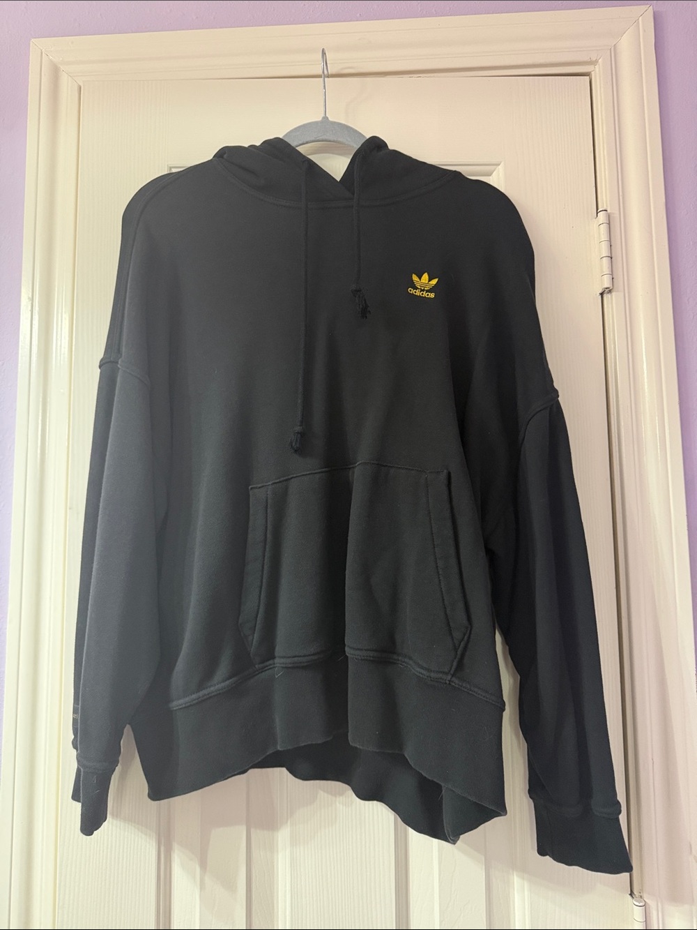 adidas Black Hoodie with Yellow Trefoil and Marimekko Label